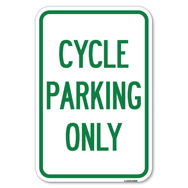 Cycle Parking Only Heavy-Gauge Aluminum Sign, 12" x 18", A-1218-24200